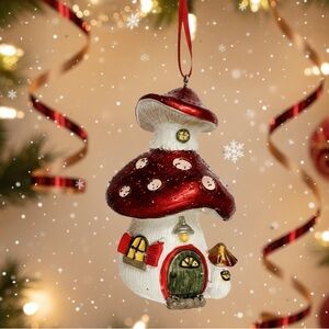 Kurt Adler Mushroom House Ornament, Double Decker, NWT